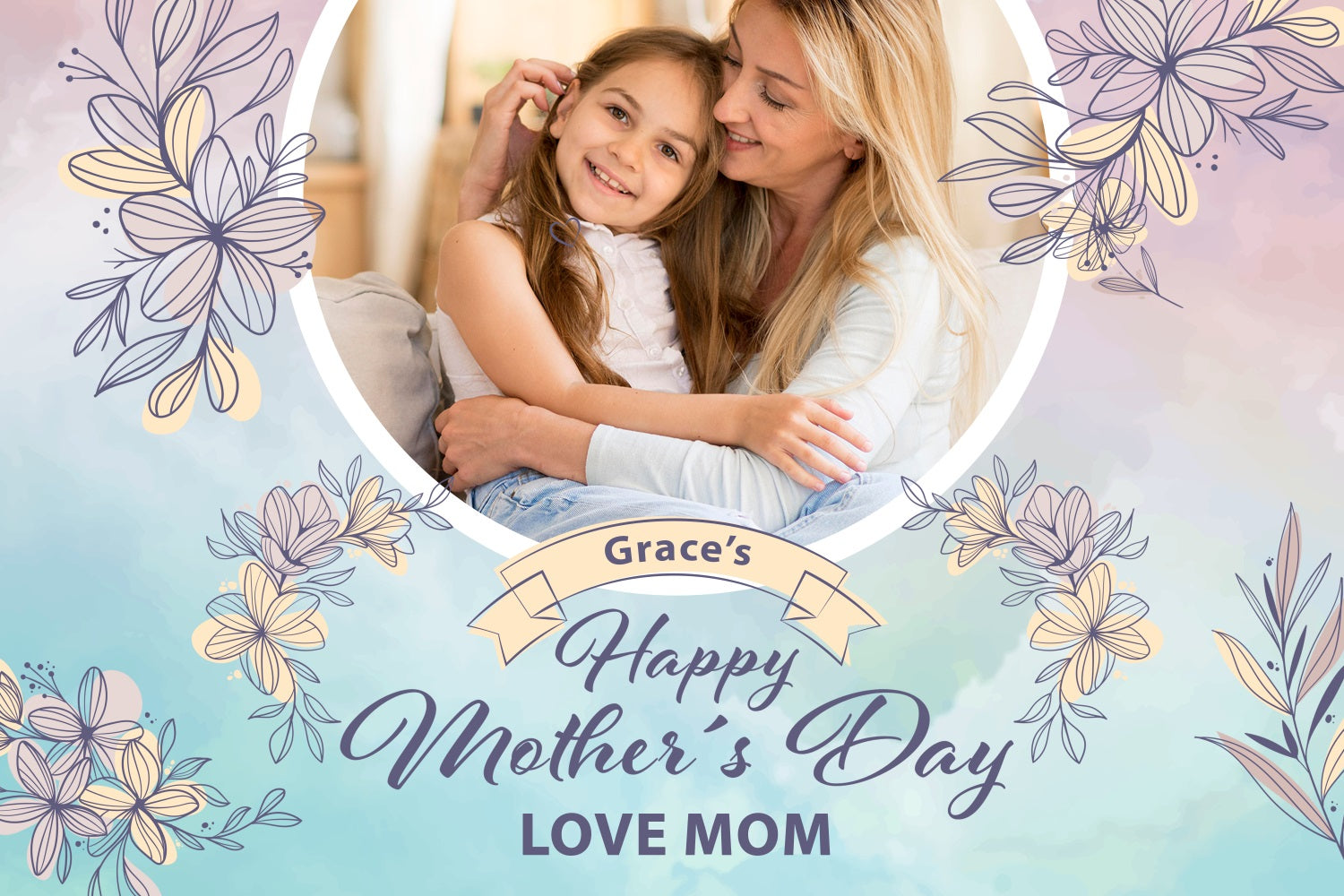 Mother's Day Photo Backdrop Pastel Floral Custom Backdrop UK BRP3-139