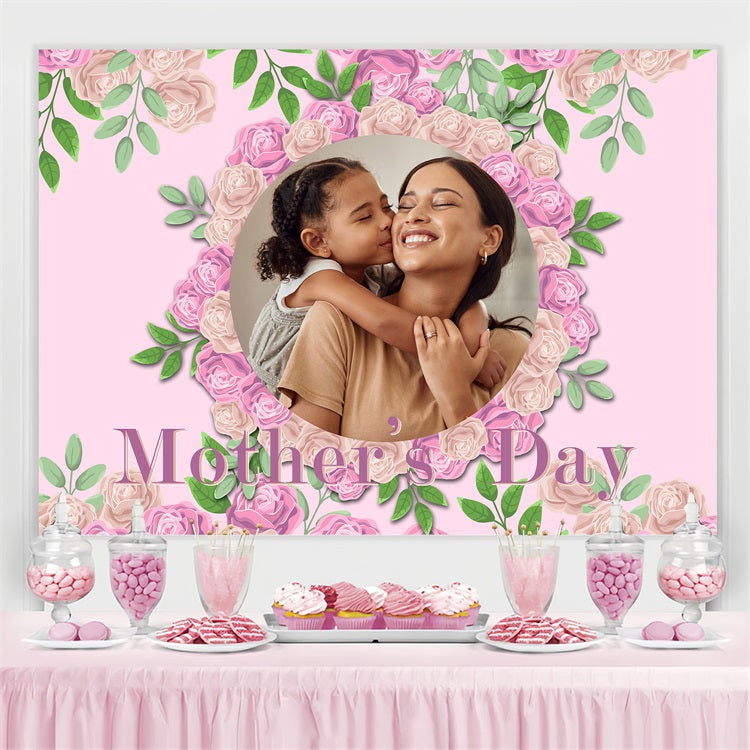 Mother's Day Photography Backdrops Pink Rose Frame Custom Backdrop UK BRP3-143