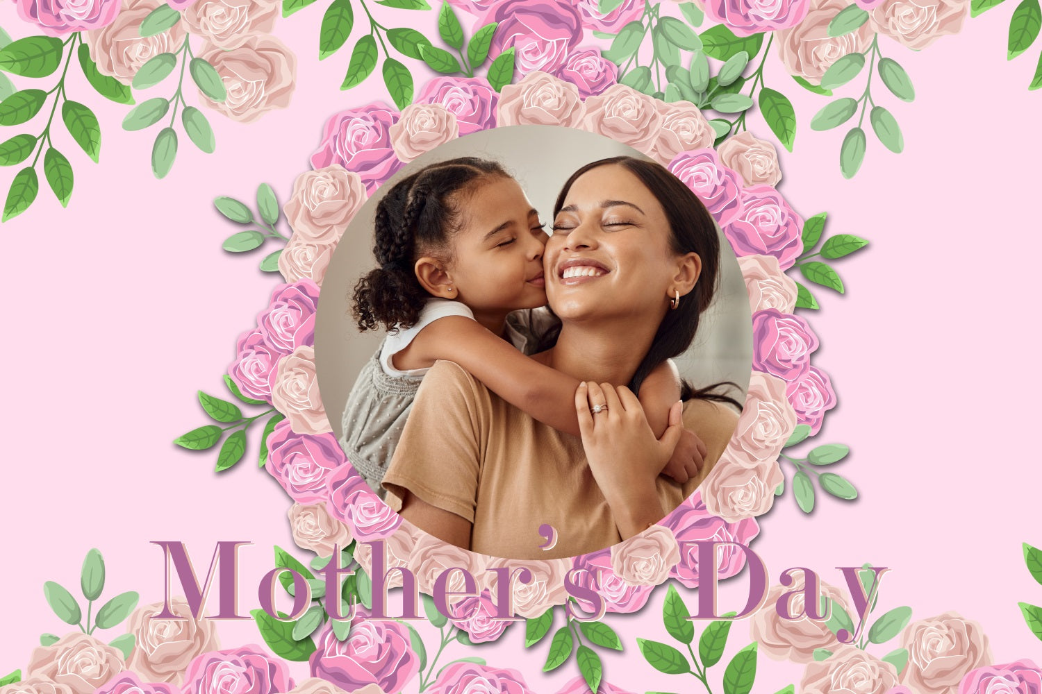 Mother's Day Photography Backdrops Pink Rose Frame Custom Backdrop UK BRP3-143