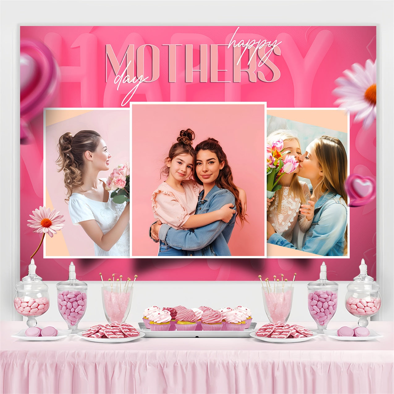 Mother's Day Photo Backdrops Collage Photo Personalised Backdrop UK BRP3-144
