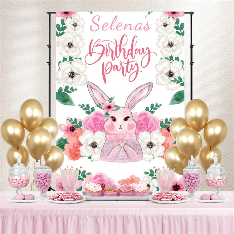 Easter Backdrop Happy Bunny Flower Personalized Backdrop UK BRP3-172