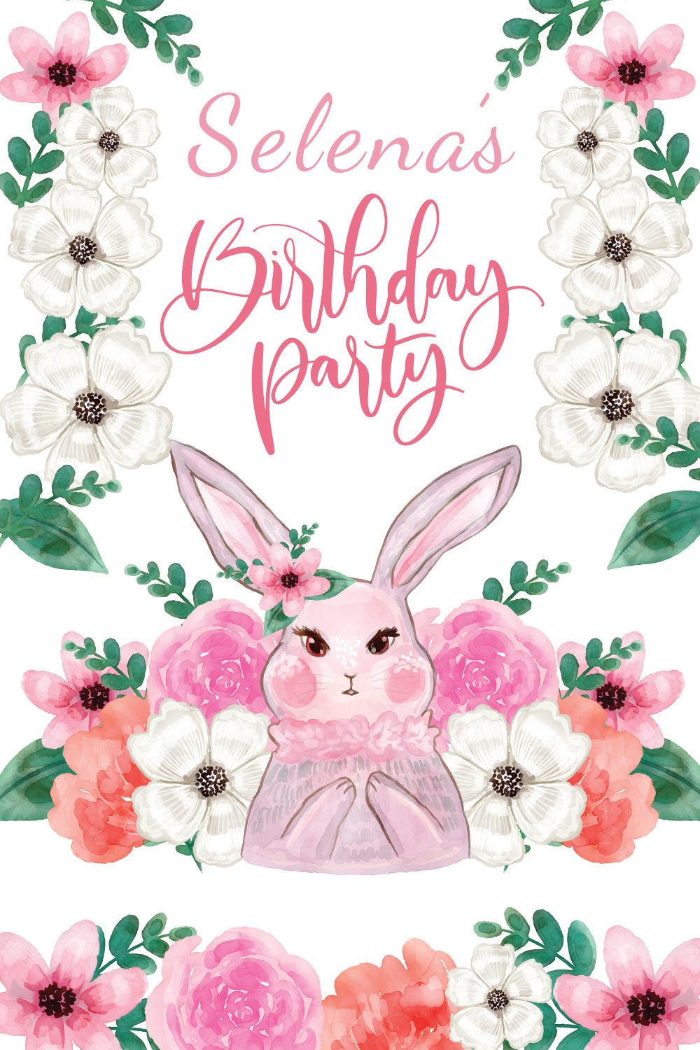 Easter Backdrop Happy Bunny Flower Personalized Backdrop UK BRP3-172
