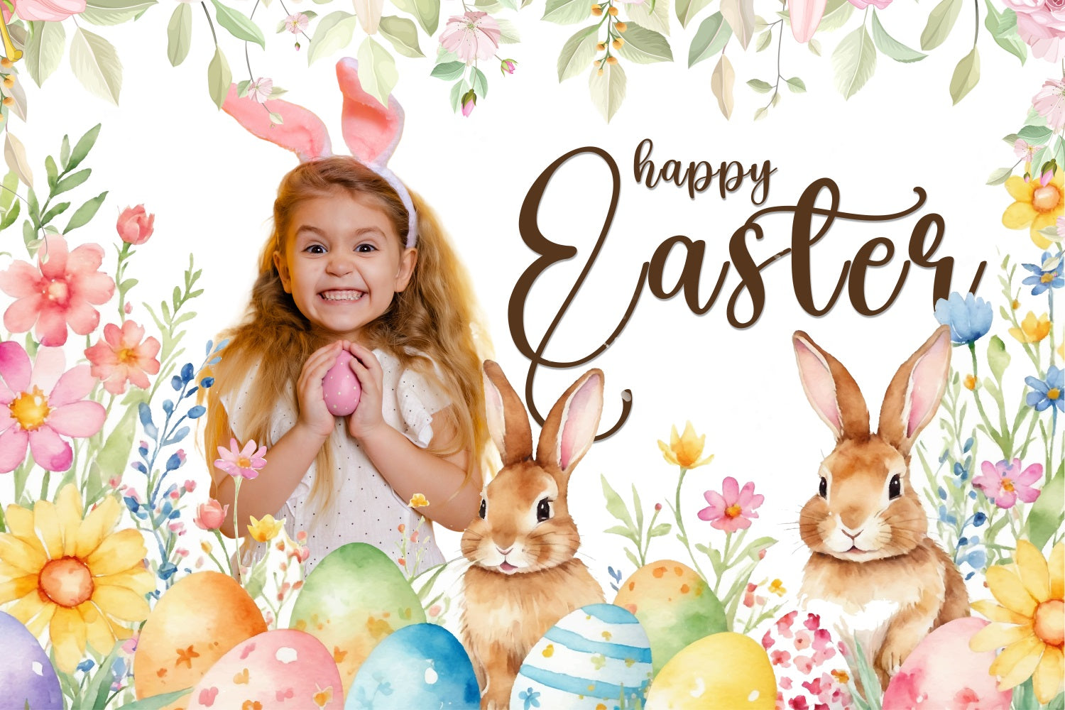 Easter Egg Backdrop Floral Egg Hunt Customized Backdrop UK BRP3-178