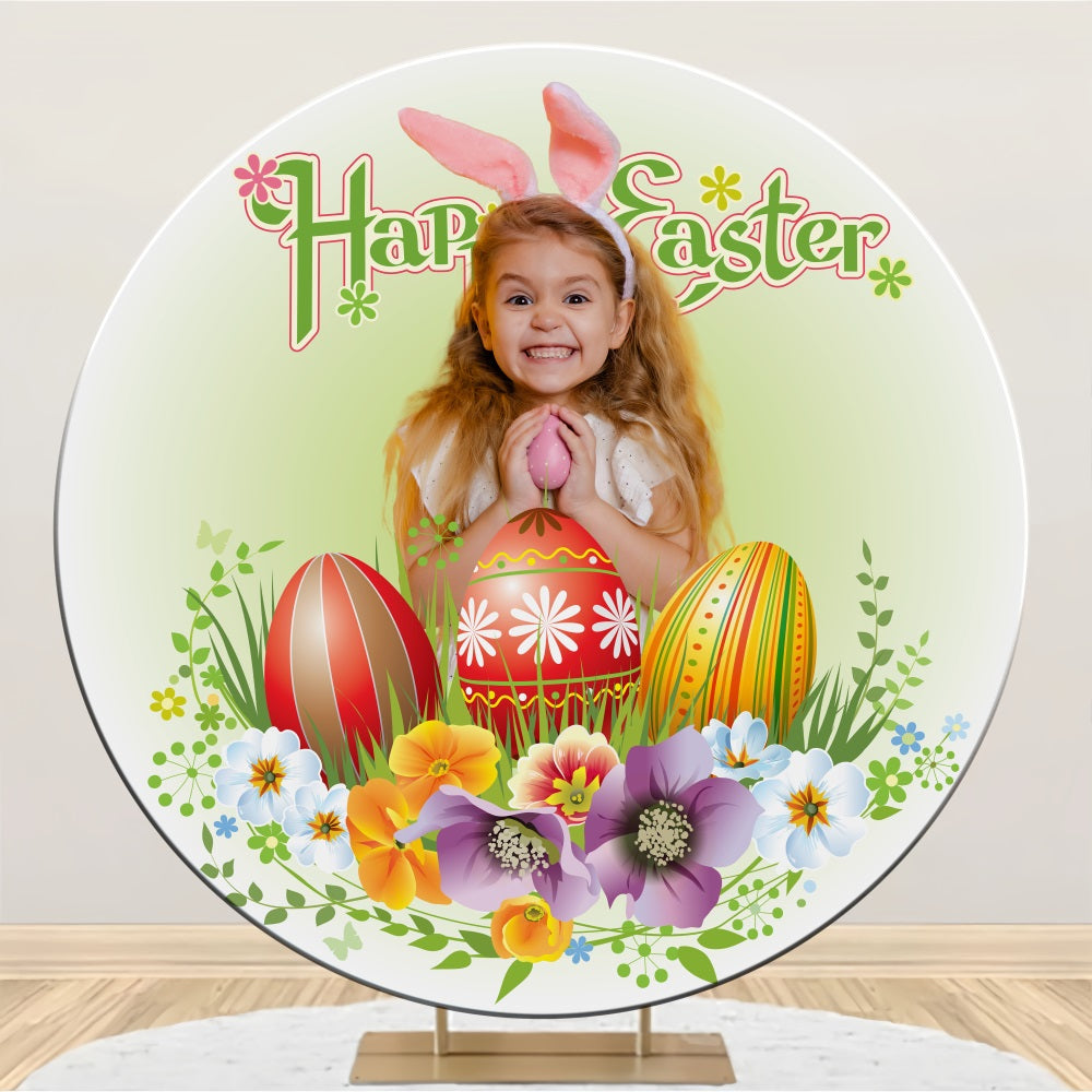 Backdrops Easter Egg Hunt Flowers Custom Round Backdrop UK BRP3-189
