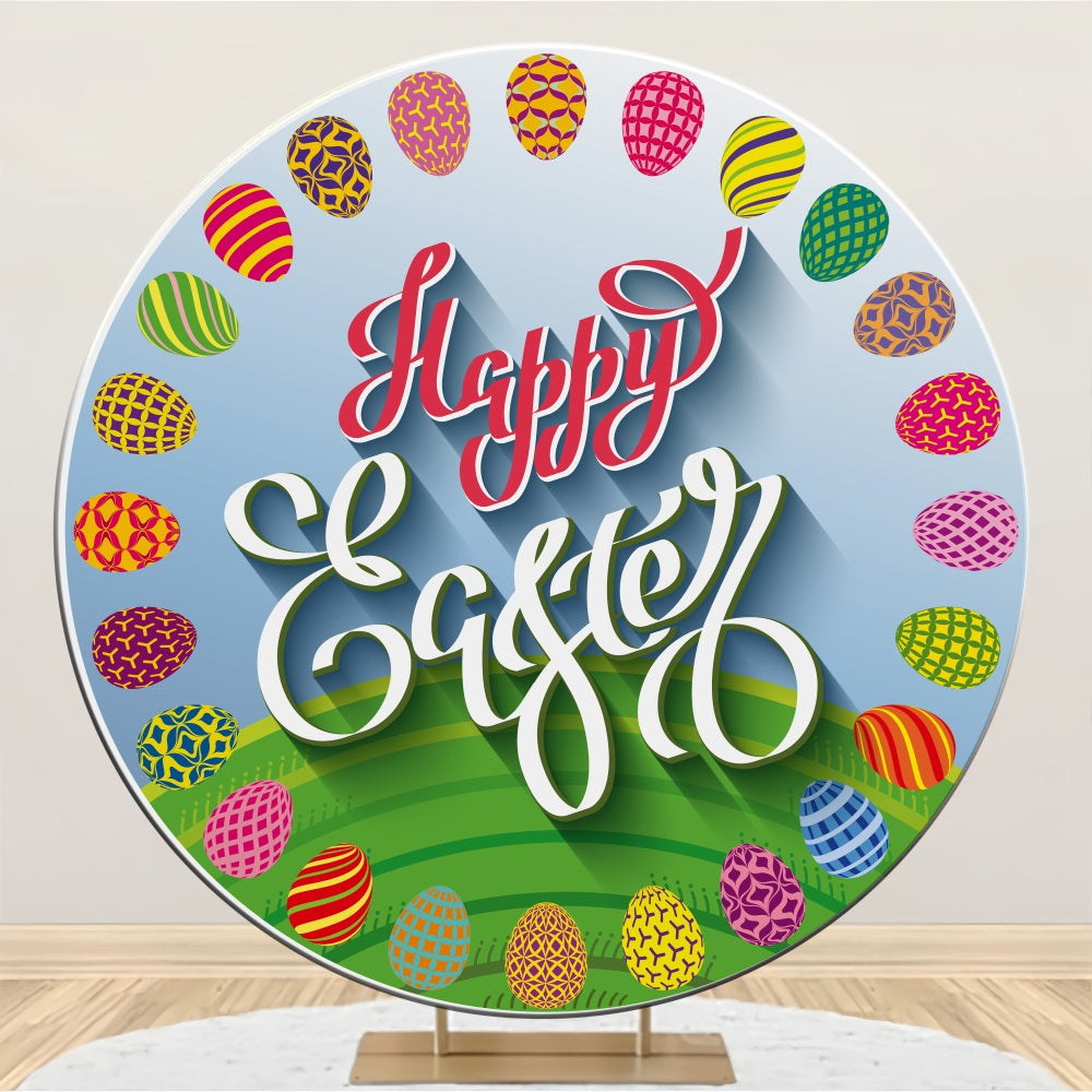 Easter Backdrop Egg Pattern Party Customized Round Backdrop UK BRP3-190