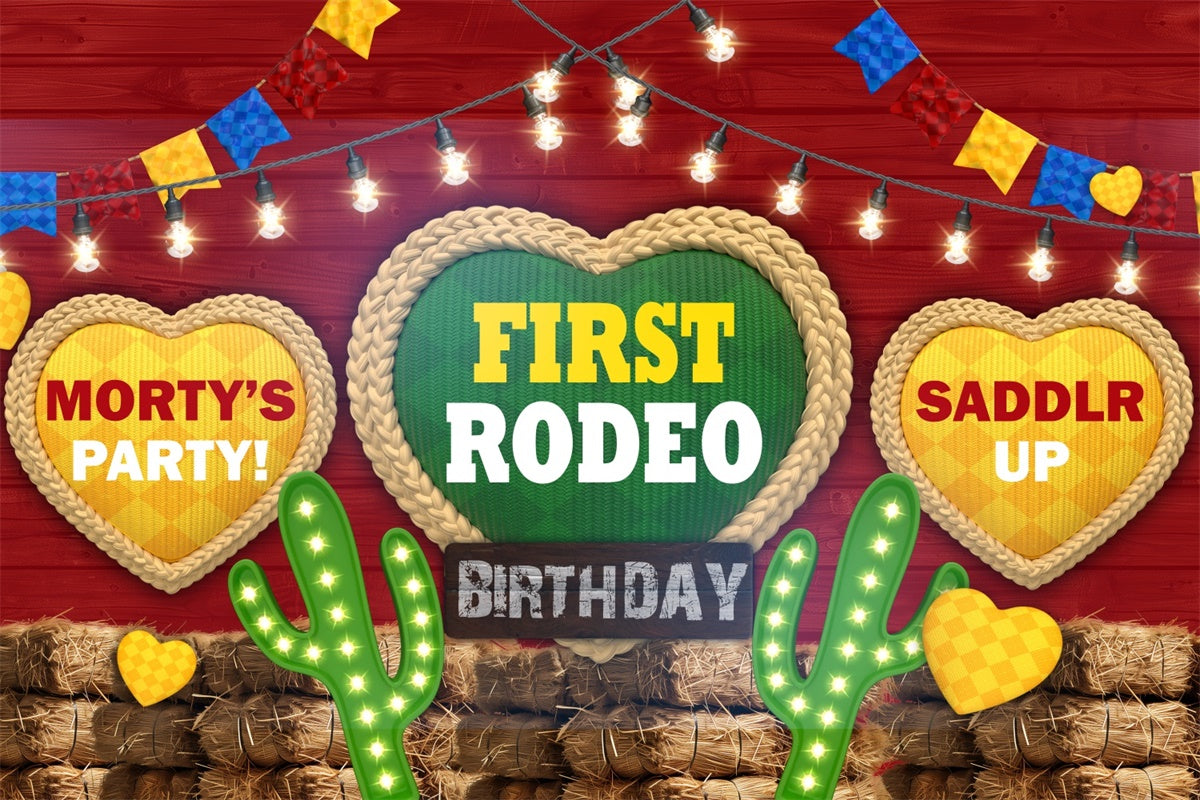 Birthday Backdrop Personalized Wild West Neon Lights Backdrop UK BRP3-32