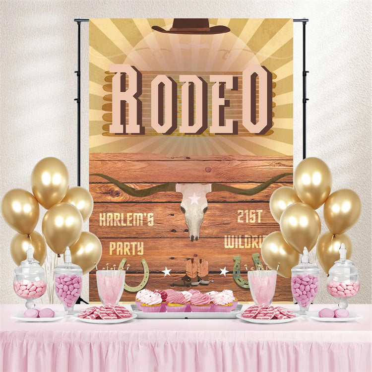 Personalised 21st Birthday Backdrop Western Rustic Rodeo Backdrop UK BRP3-35