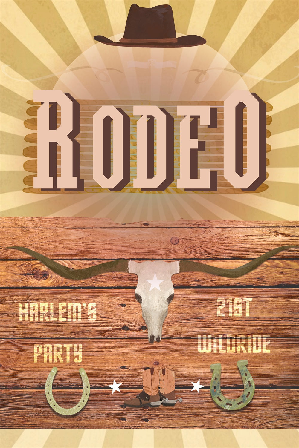 Personalised 21st Birthday Backdrop Western Rustic Rodeo Backdrop UK BRP3-35