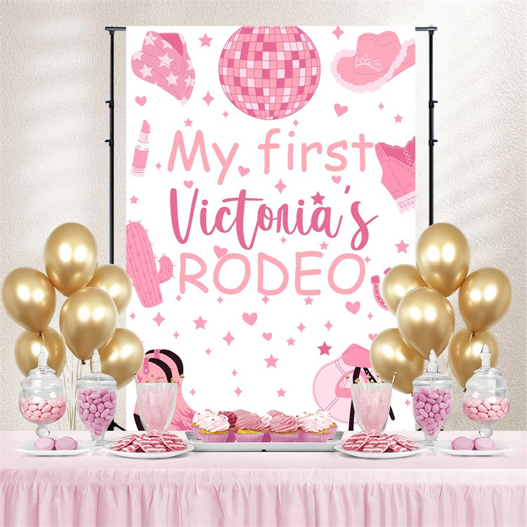 Custom Made Birthday Backdrops Glamorous Pink Cowgirl Backdrop UK BRP3-40