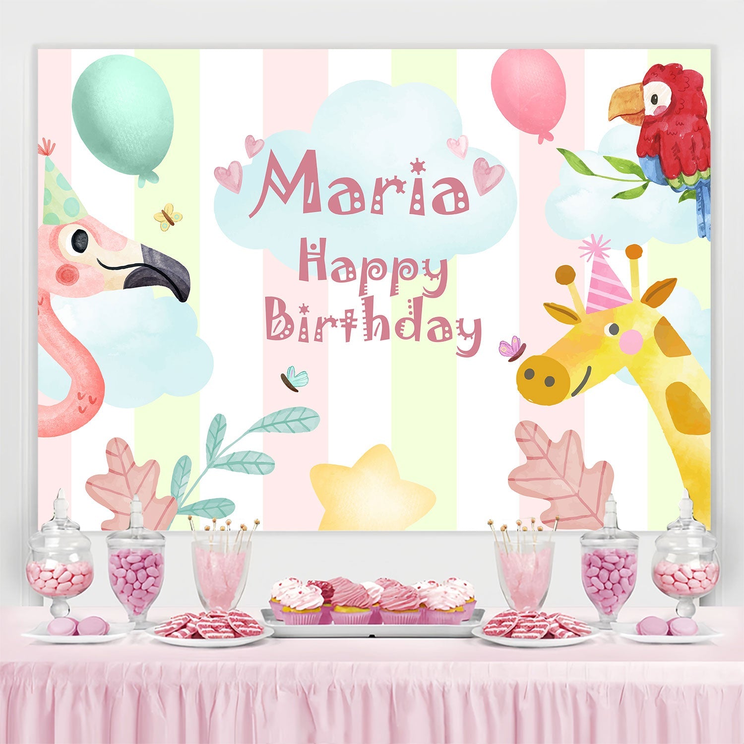 Personalized Backdrop For Birthday Safari Animal Party Backdrop UK BRP3-76