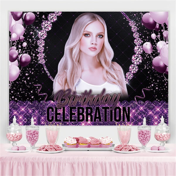 Customized Backdrop For Birthday Purple Sparkle Glam Backdrop UK BRP3-77