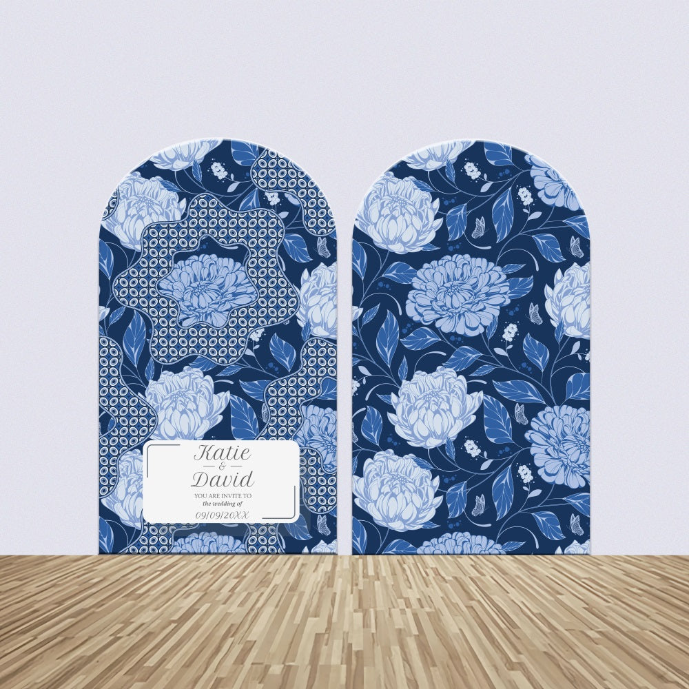 Wedding Backdrops For Photos Navy Floral Custom Arch Backdrop Kit UK BRP4-147