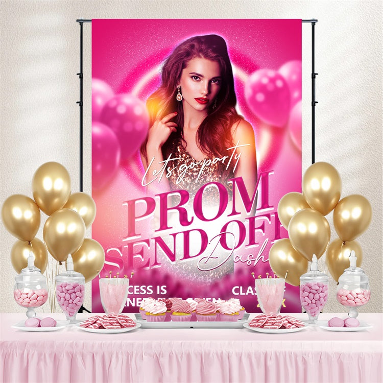 Prom Backdrop Pink Glamour Balloon Graduation Party Backdrop UK BRP4-182