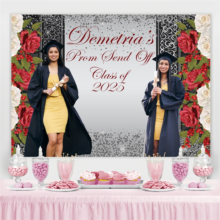 2025 Graduation Backdrop Elegant Rose Custom Graduation Party Backdrop UK BRP4-185