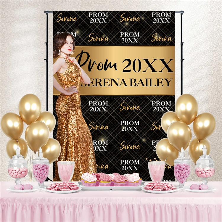Prom Photo Backdrop Black Shine Graduation Party Backdrop UK BRP4-186