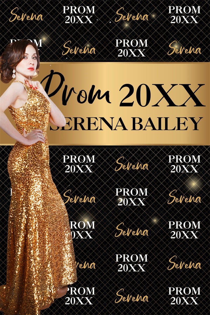 Prom Photo Backdrop Black Shine Graduation Party Backdrop UK BRP4-186
