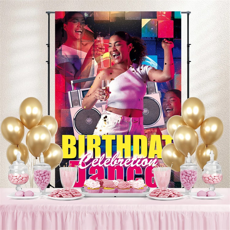 Dance Backdrop Retro Music Birthday Celebration Custom Backdrop UK BRP4-189