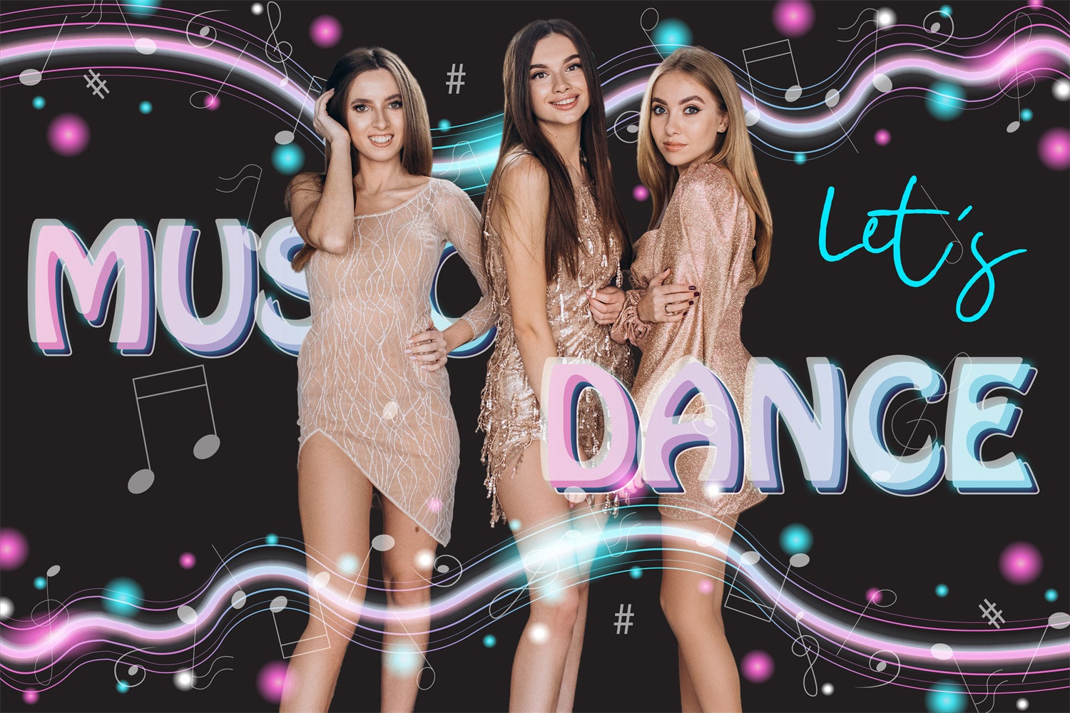 Backdrop Dance Musical Glow Elegant Party Personalized Backdrop UK BRP4-191