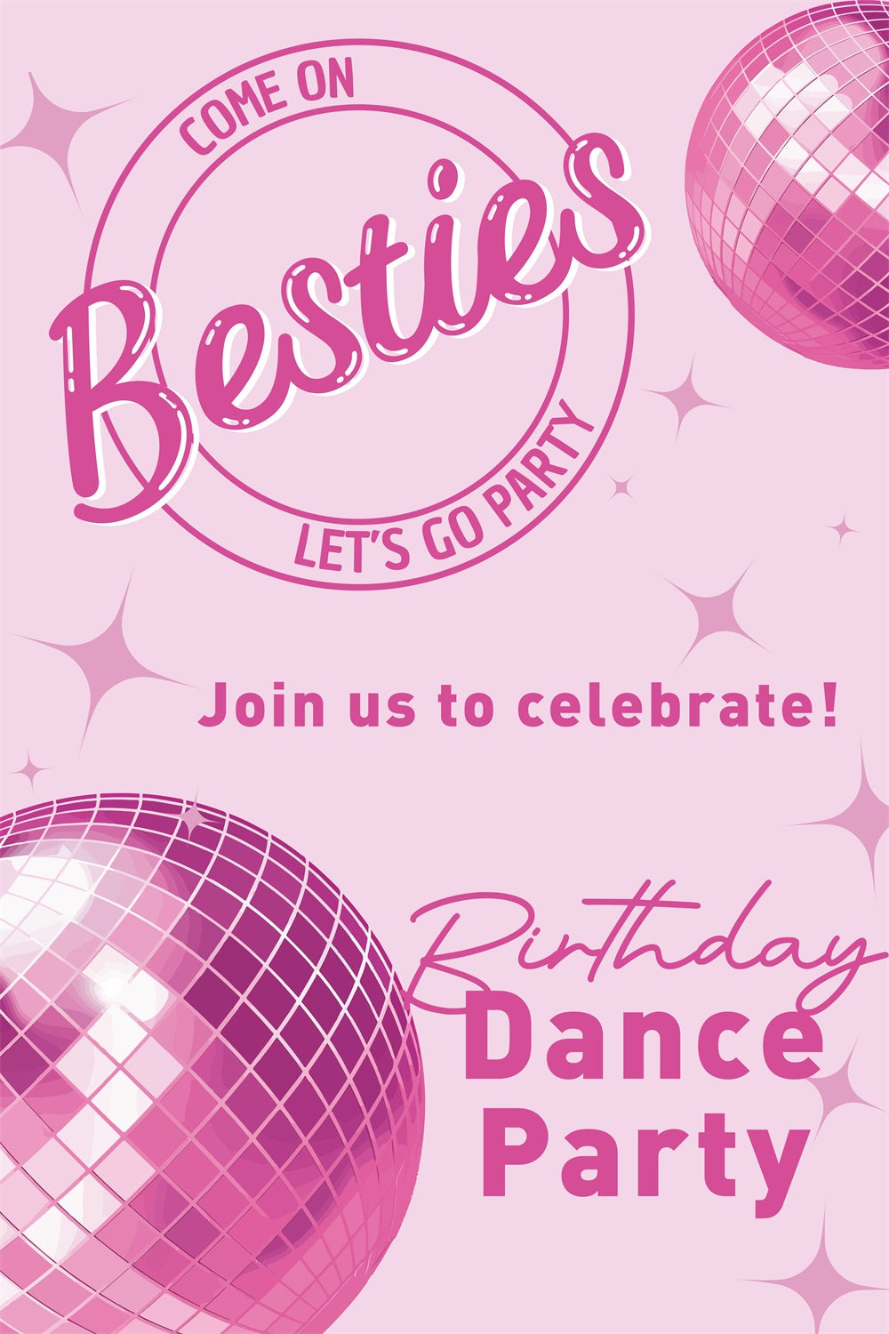 Dance Party Backdrops Sparkling Disco Ball Pink Custom Backdrop UK BRP4-227