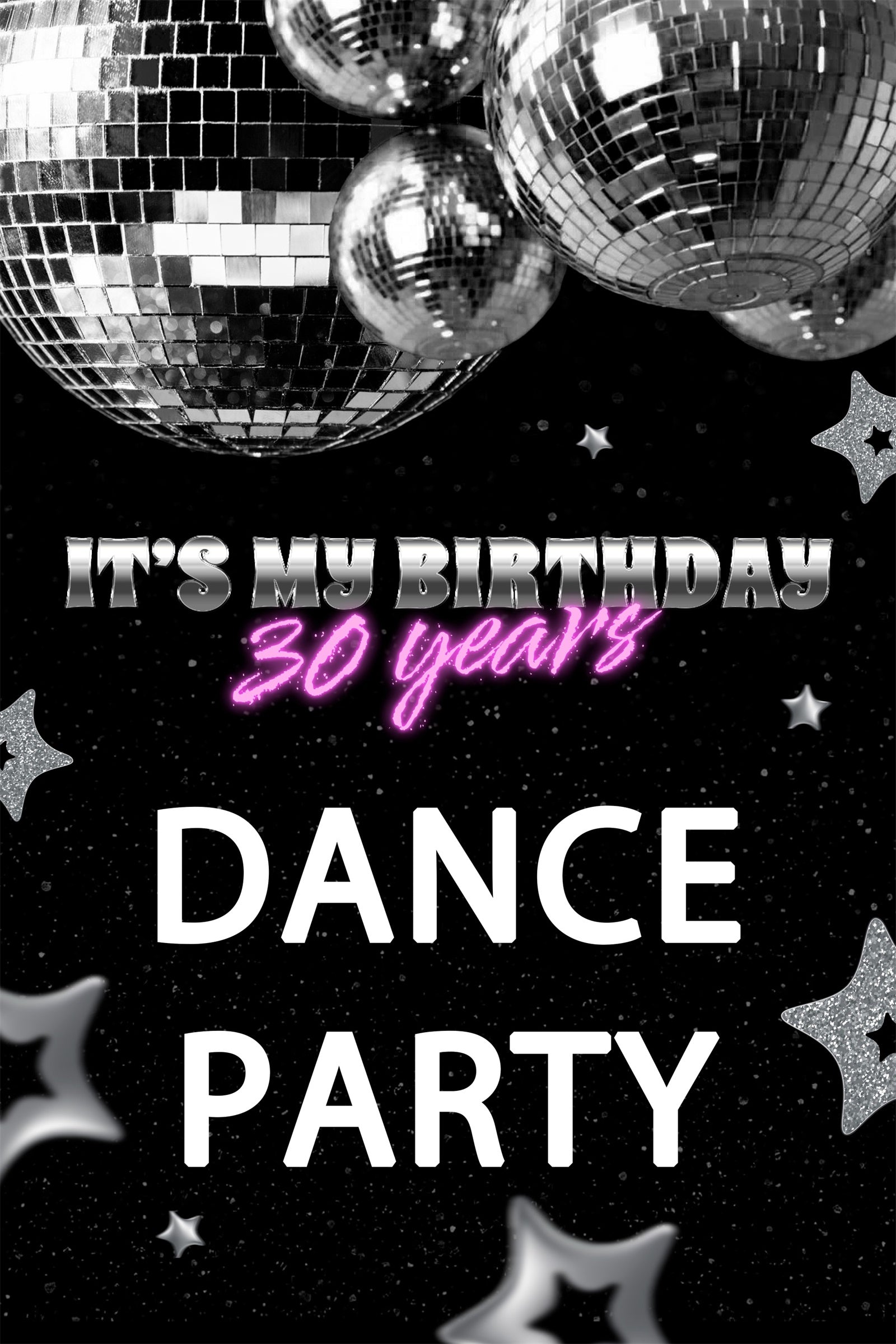 Dance Photo Backdrop Silver Disco Ball Black Customized Backdrop UK BRP4-229