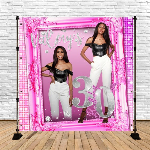 Personalized Birthday Backdrops Glamorous 30th Pink Sequin Backdrop UK BRP5-100