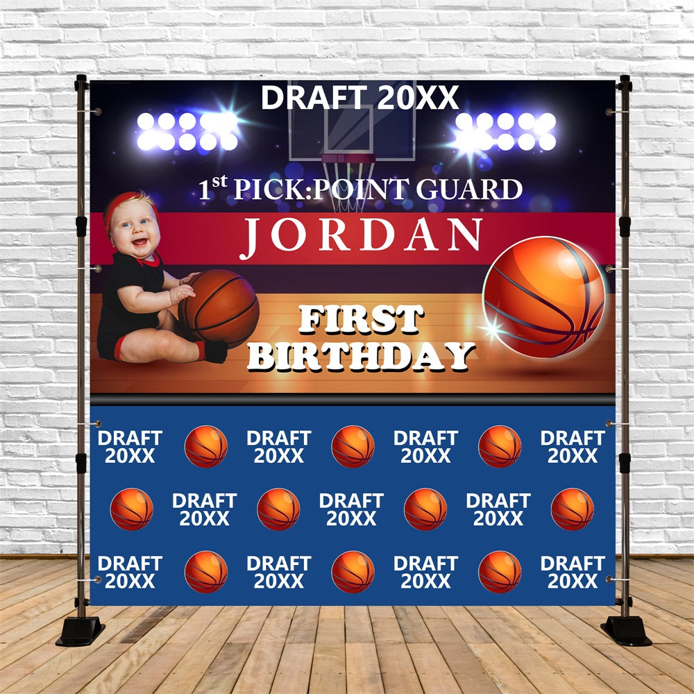 First Birthday Backdrop Basketball Sports Glow Backdrop UK BRP5-118