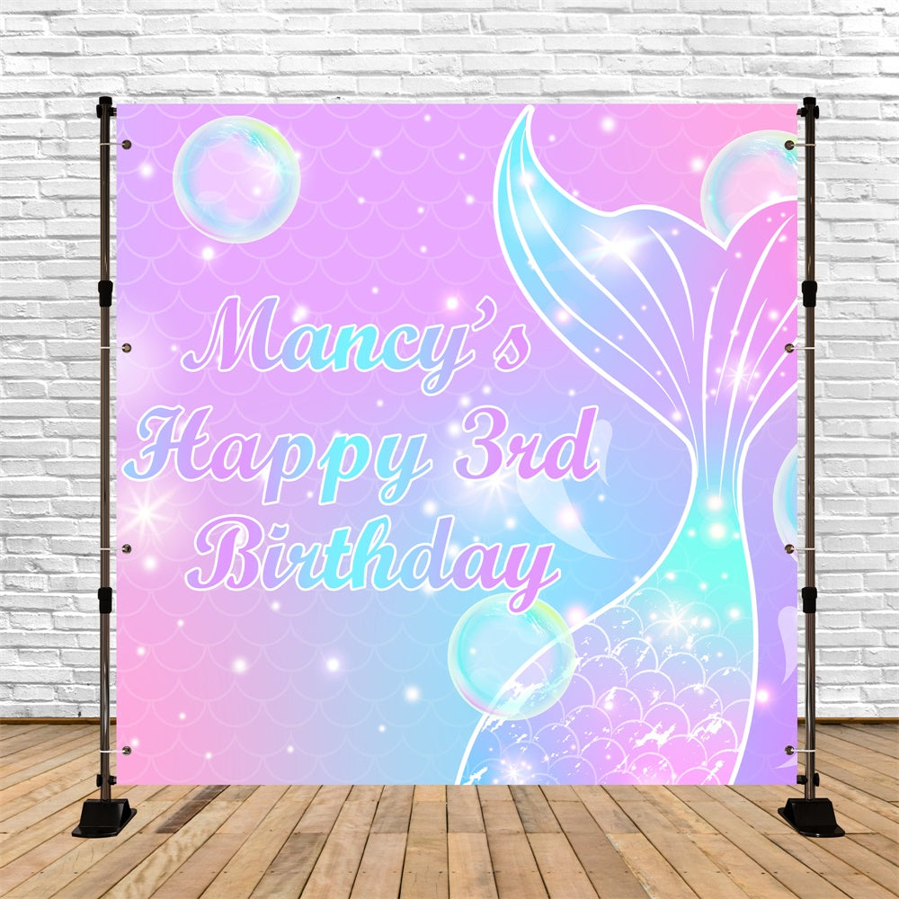 Custom Birthday Backdrop Sparkling Mermaid Tail 3rd Backdrop UK BRP5-124