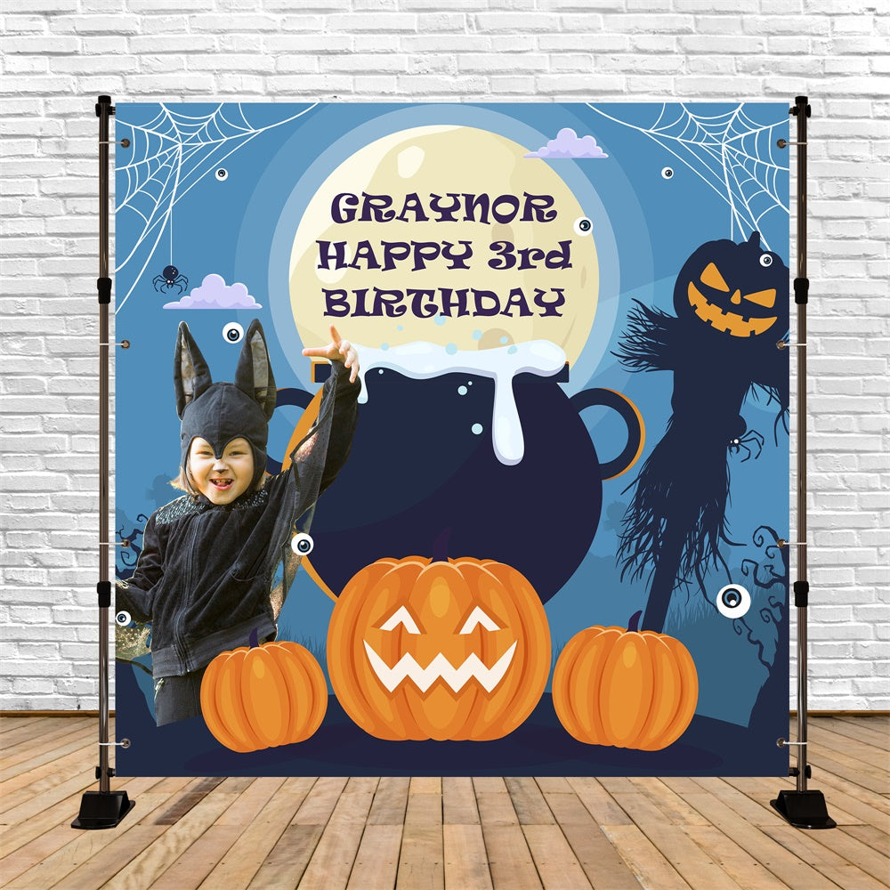 Custom Birthday Backdrop Spooky Moonlit 3rd Halloween Backdrop UK BRP5-149