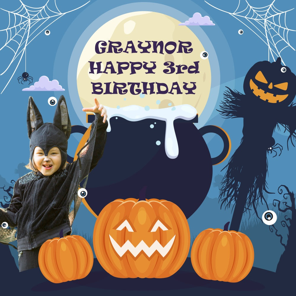 Custom Birthday Backdrop Spooky Moonlit 3rd Halloween Backdrop UK BRP5-149