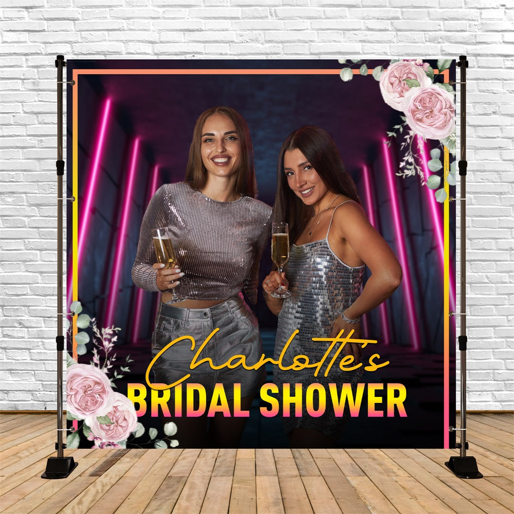 Bridal Backdrop Neon Night Floral Custom Backdrop UK BRP5-154