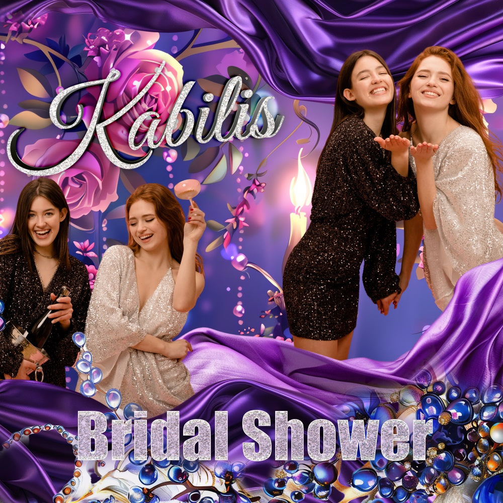 Bridal Shower Backdrop Ideas Purple Glamour Floral Personalized Backdrop UK BRP5-155