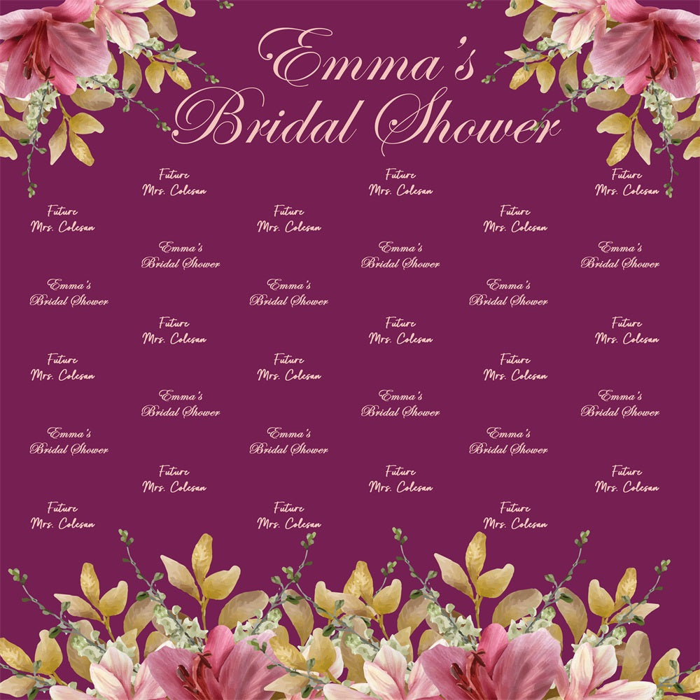 Bridal Shower Photo Backdrop Purple Floral Repeat Personalized Backdrop UK BRP5-159