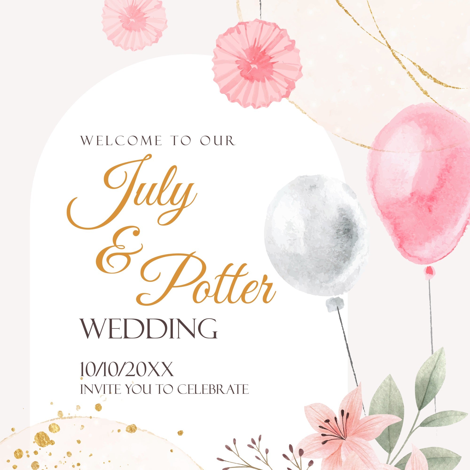 Wedding Backdrop Ideas Pink Floral Balloon Personalized Backdrop UK BRP5-164