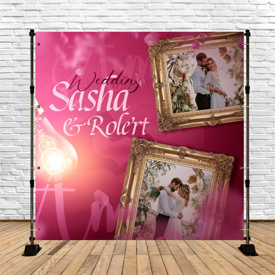 Wedding Photo Backdrop Framed Romance Flower Personalised Backdrop UK BRP5-166