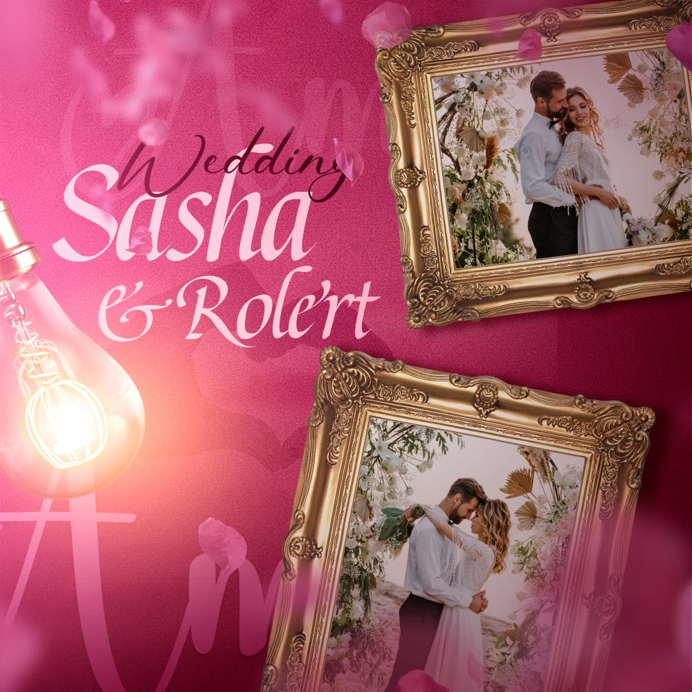 Wedding Photo Backdrop Framed Romance Flower Personalised Backdrop UK BRP5-166
