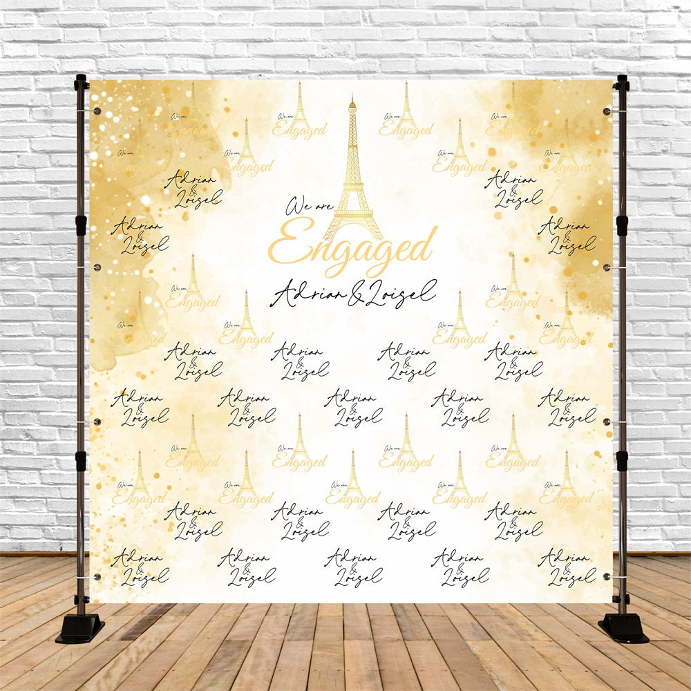 Wedding Backdrop Ideas Golden Glow Paris Repeat Personalised Backdrop UK BRP5-177
