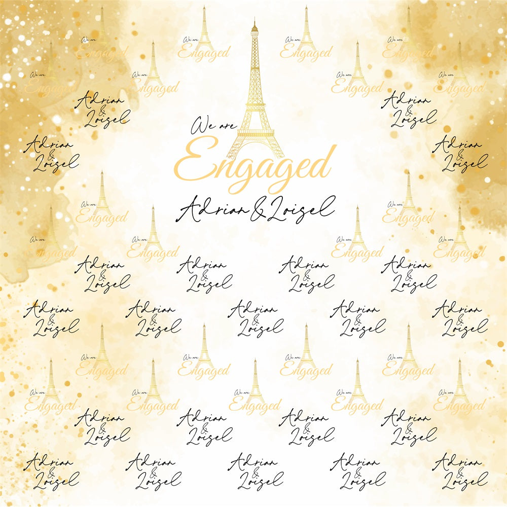 Wedding Backdrop Ideas Golden Glow Paris Repeat Personalised Backdrop UK BRP5-177