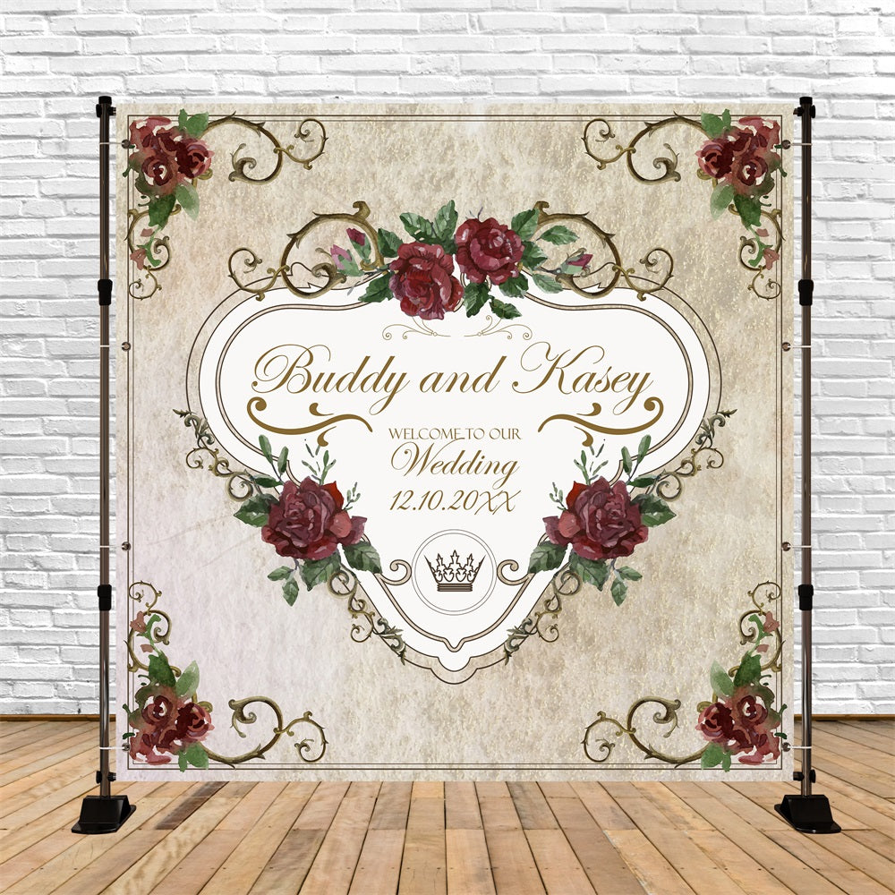 Wedding Photo Backdrop Ideas Vintage Rose Garden Personalised Backdrop UK BRP5-192