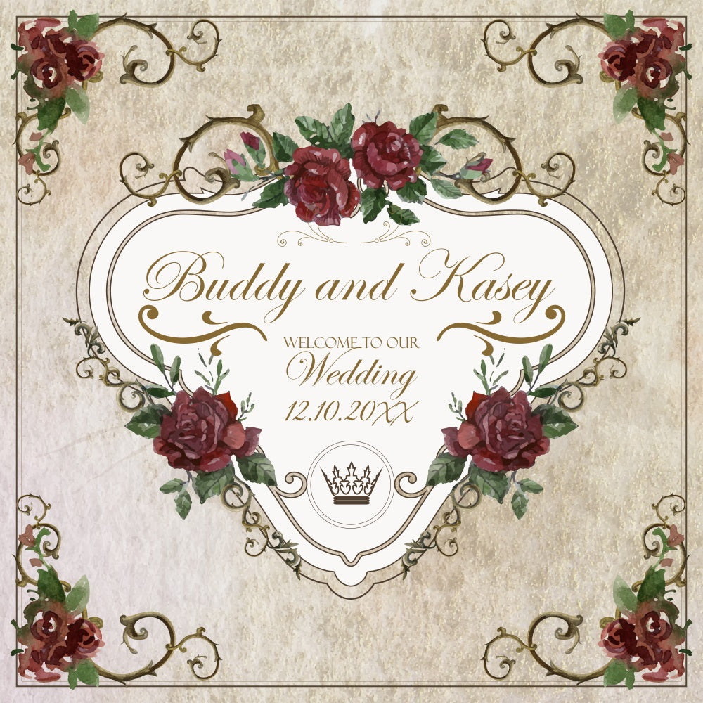Wedding Photo Backdrop Ideas Vintage Rose Garden Personalised Backdrop UK BRP5-192