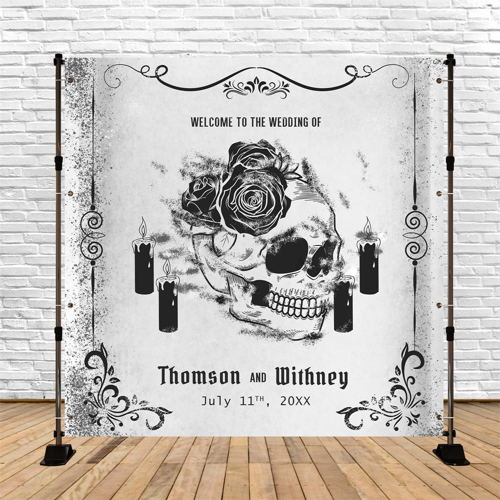 Wedding Photo Backdrop Gothic Skull Rose Custom Backdrop UK BRP5-193
