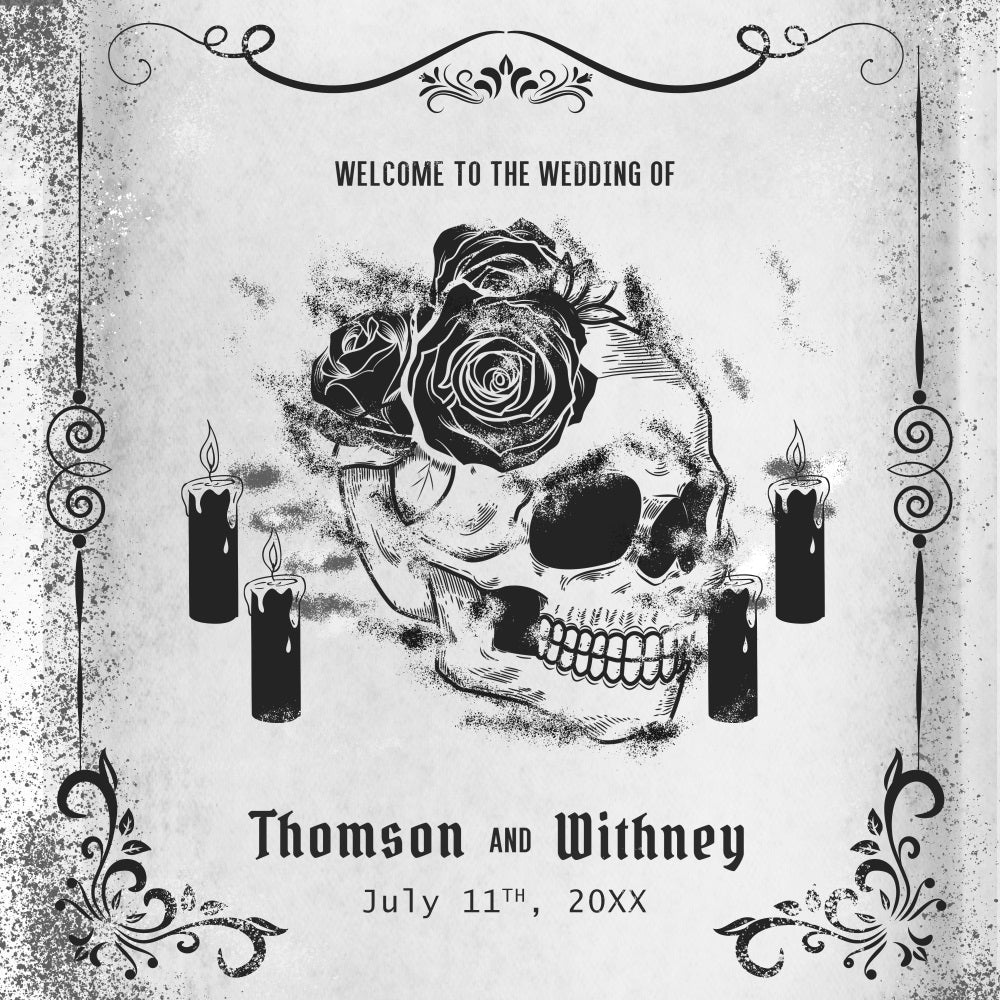 Wedding Photo Backdrop Gothic Skull Rose Custom Backdrop UK BRP5-193