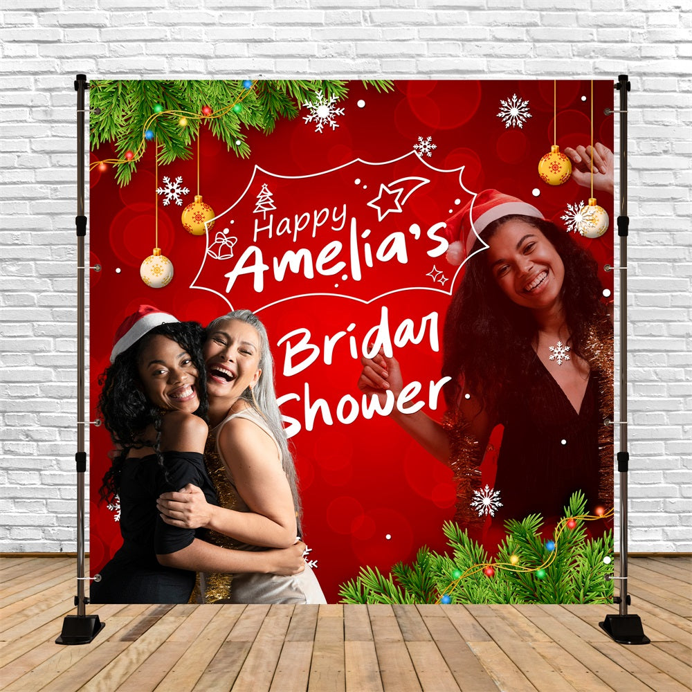 Bridal Shower Photo Backdrop Christmas Cheer Personalized Backdrop UK BRP5-194