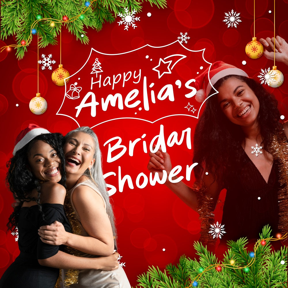 Bridal Shower Photo Backdrop Christmas Cheer Personalized Backdrop UK BRP5-194