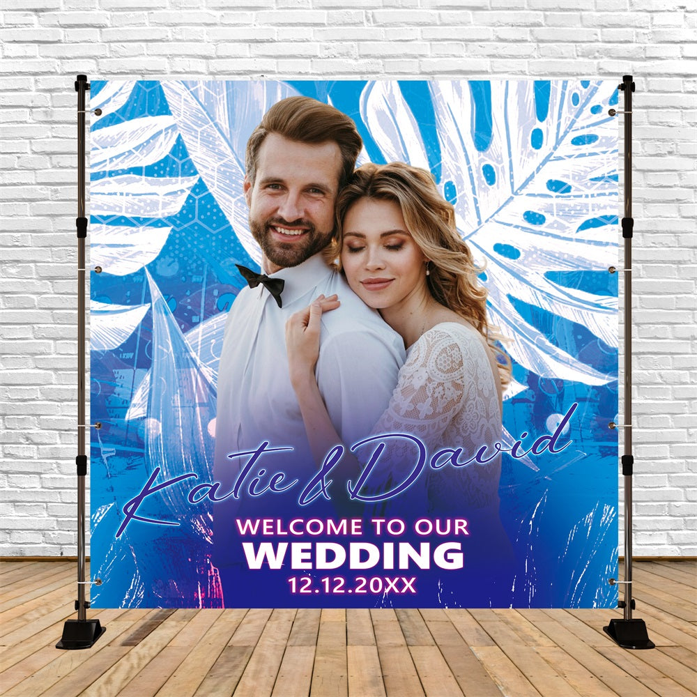 Wedding Photo Backdrops Tropical Love Personalised Backdrop UK BRP5-196