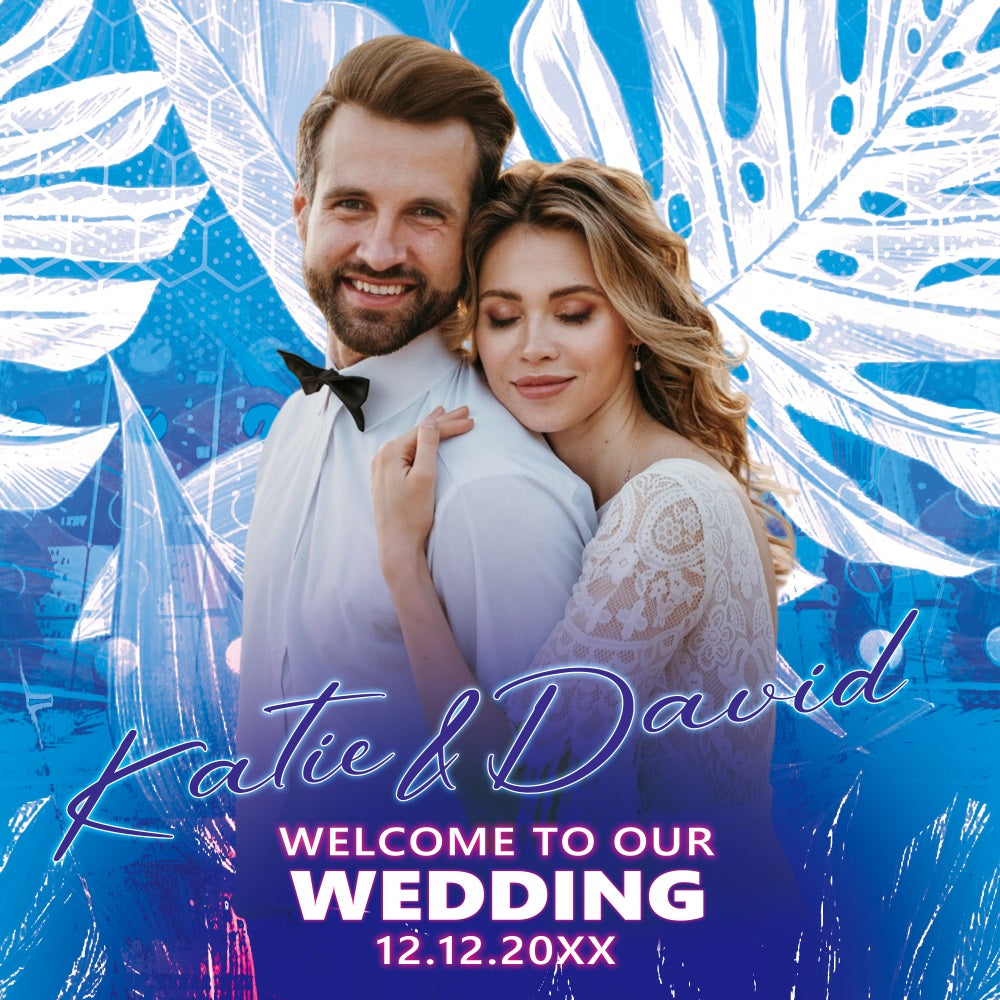 Wedding Photo Backdrops Tropical Love Personalised Backdrop UK BRP5-196
