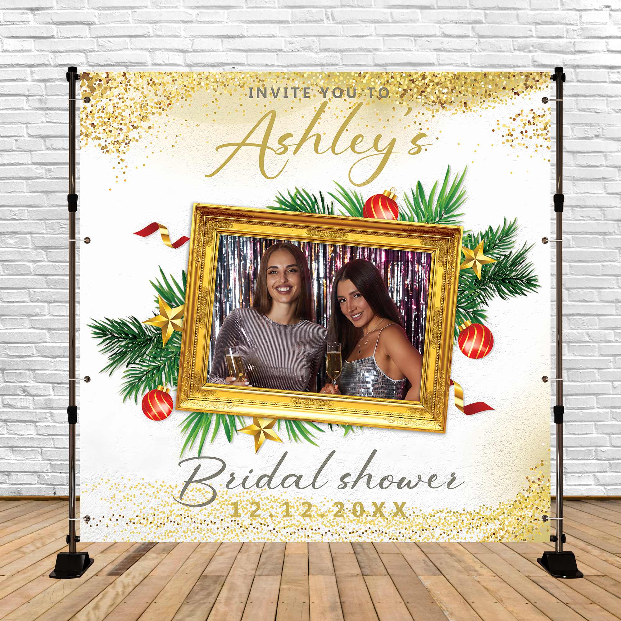 Bridal Shower Backdrop Sparkling Christmas Custom Backdrop UK BRP5-197