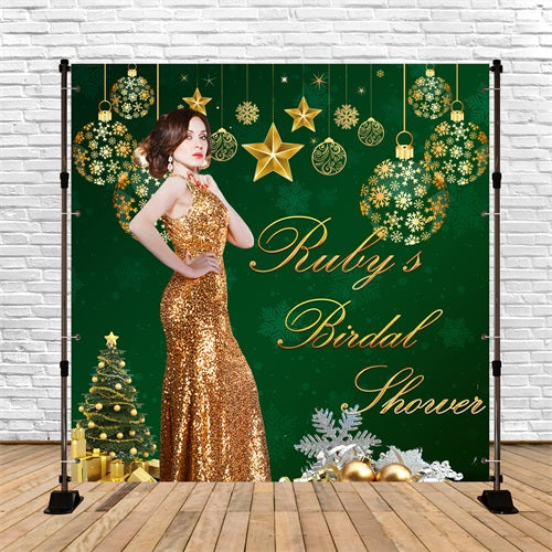 Bridal Shower Backdrop Ideas Green Christmas Tree Personalised Backdrop UK BRP5-200