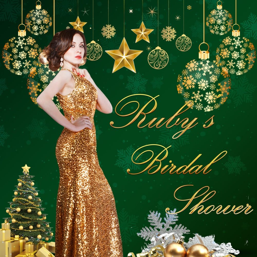 Bridal Shower Backdrop Ideas Green Christmas Tree Personalised Backdrop UK BRP5-200