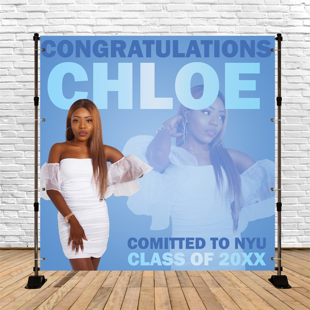 Graduation Portrait Backdrop Soft Blue Portrait Customized Party Graduation Backdrop UK BRP5-205