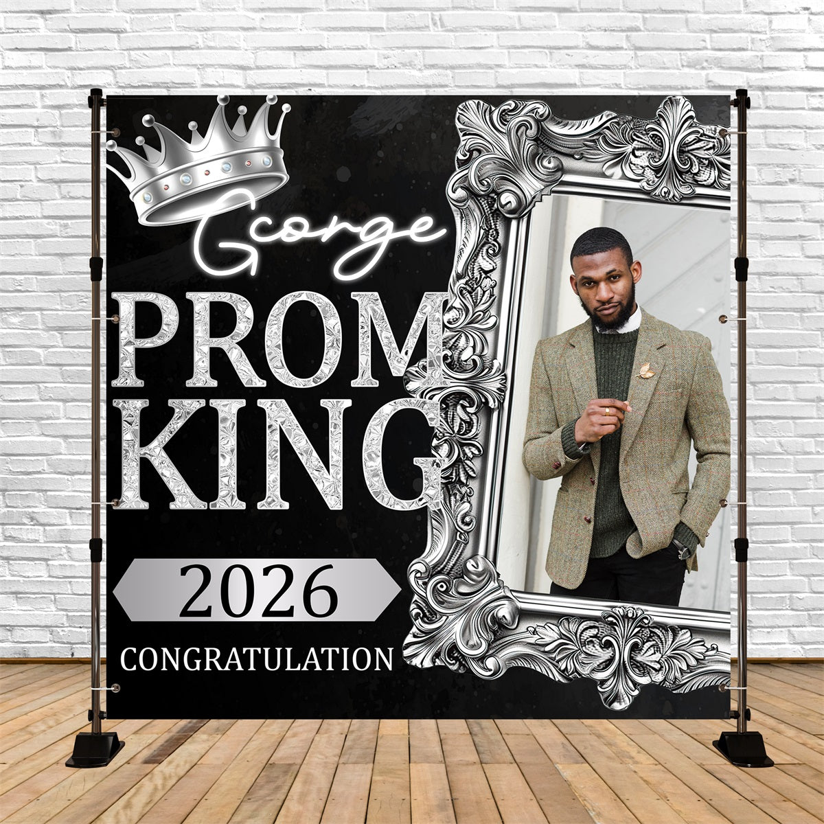 Prom 2026 Backdrop Frame Crown Custom Party Graduation Backdrop UK BRP5-212